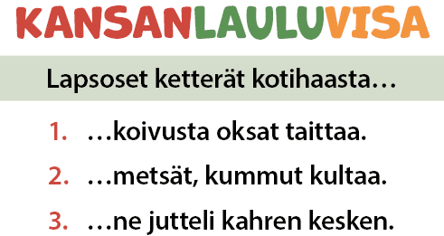 Kansanlauluvisa: Lapsoset ketterät kotihaasta... Miten laulu jatkuu?
