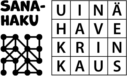 Sanahaku-esimerkki. 16 kirjainta 4x4 -ruudukossa.