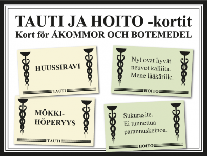 Tauti ja hoito -kortit - Kort för åkommor och botemedel