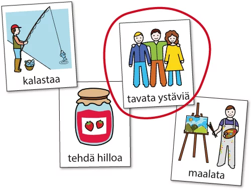 Valitse tärkein kesätoive neljästä vaihtoehdosta: kalastaa, tehdä hilloa, maalata, tavata ystäviä.