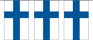 Lippunauha-esimerkki tulostettavista erikokoisista Suomen lipuista.