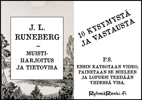 J. L. Runeberg - muistiharjoitus ja tietovisa
