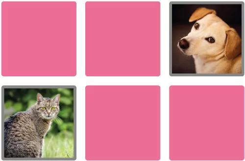 Kuva 6 kortin muistipelistä.