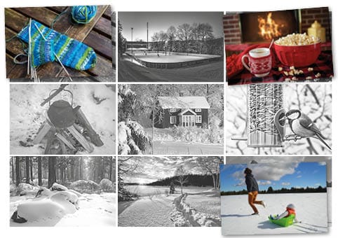 Talvinen 3x3 kuvaa sisältävä kuvalotto.