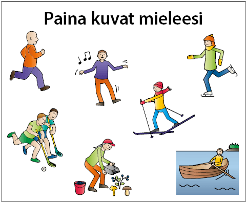 Paina kuvat mieleesi. 7 erilaista piirroskuvaa liikunnasta.