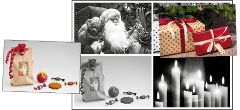 Neljän kuvan jouluinen kuvalotto.