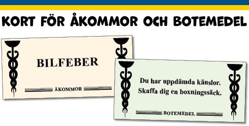 Kort för åkommor och botemedel.
